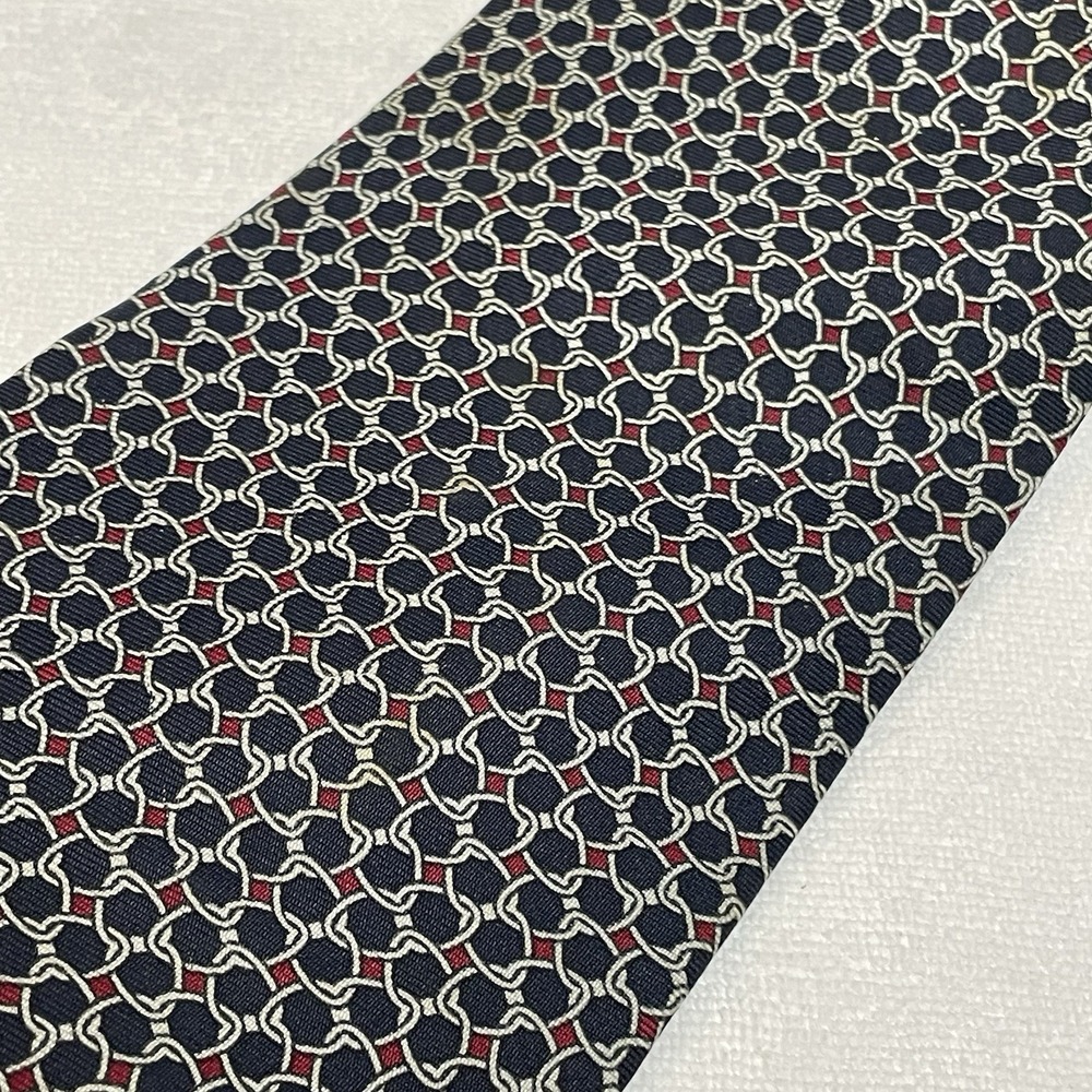 Vintage Bert Pulitzer 100% Silk Made In USA Men's Tie Red Blue White Links